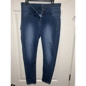 Tinsel Town Skinny Denim Jeans Women's Size 13 Blue Mid Rise Button